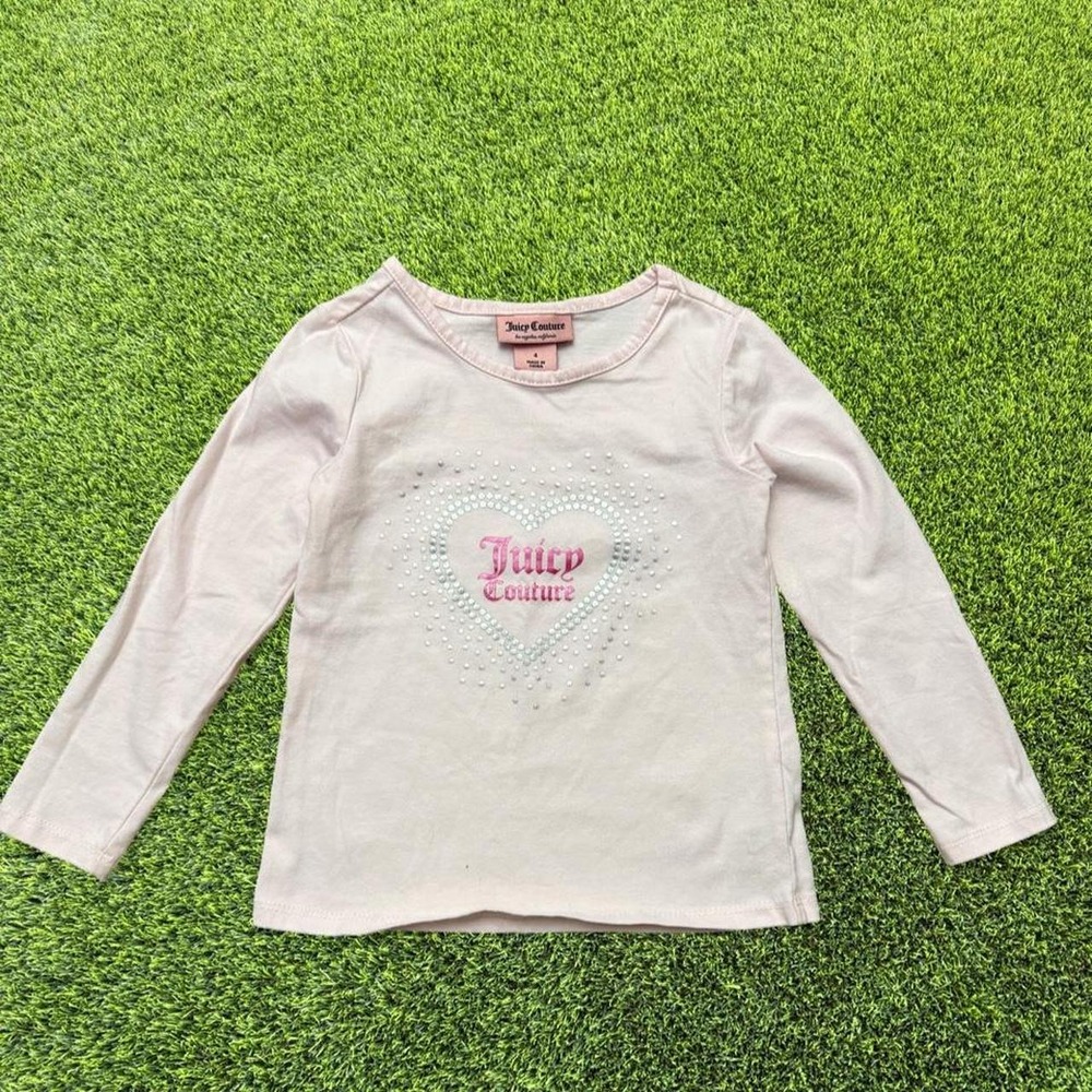 Juicy Couture pink long sleeve top with rhinestone logo size 4